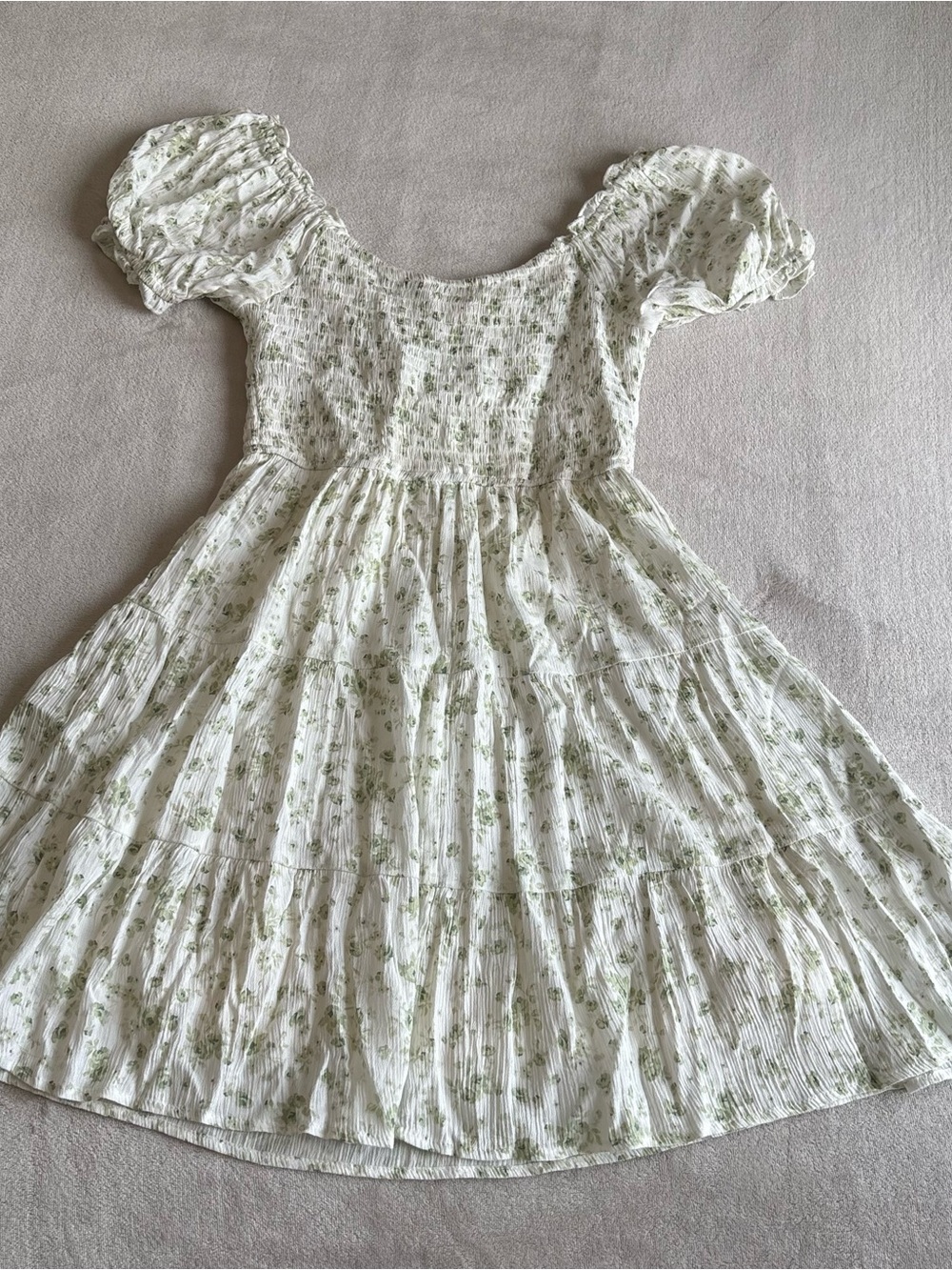 Aeropostale White Dress with Light Green Floral Print - Picture 4 of 8